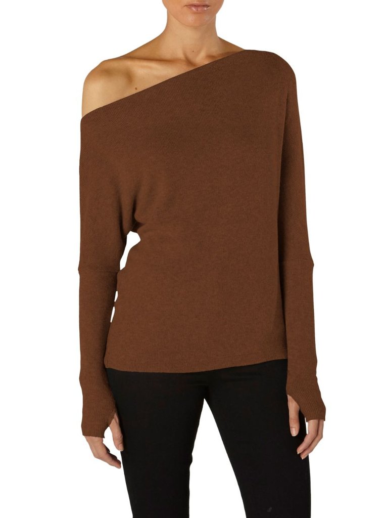 Sweater Knit Slouch Top - Taupe