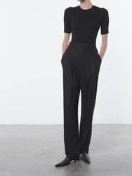 Tapered High-Waist Trouser In Black - Black