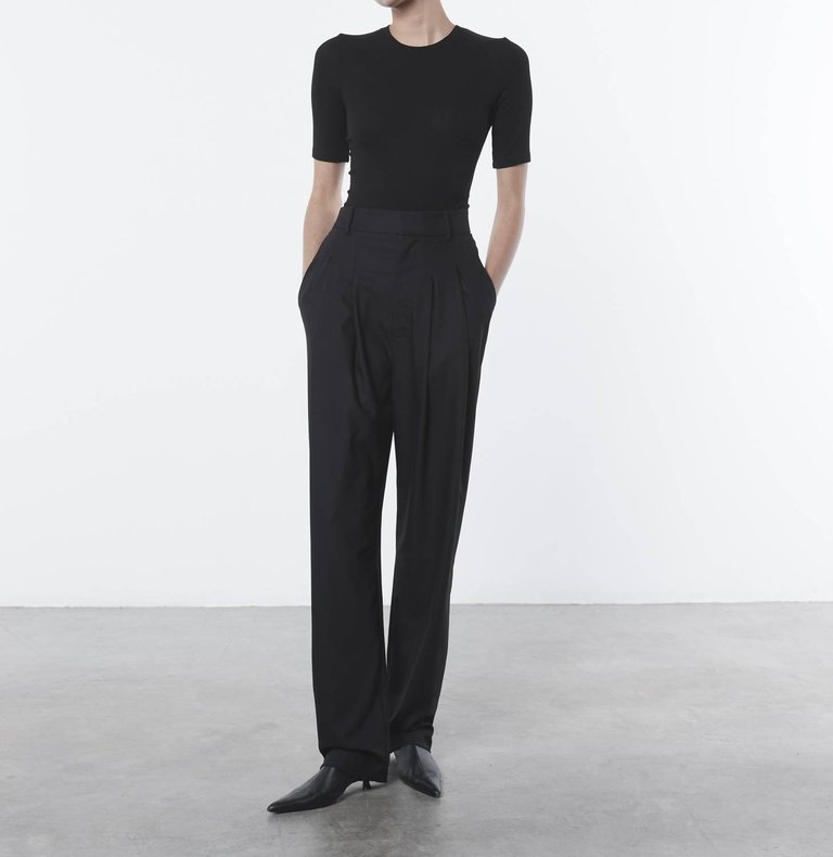 Tapered High-Waist Trouser In Black - Black