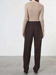 Tapered High-Waist Trouser In Dark Brown