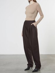 Tapered High-Waist Trouser In Dark Brown