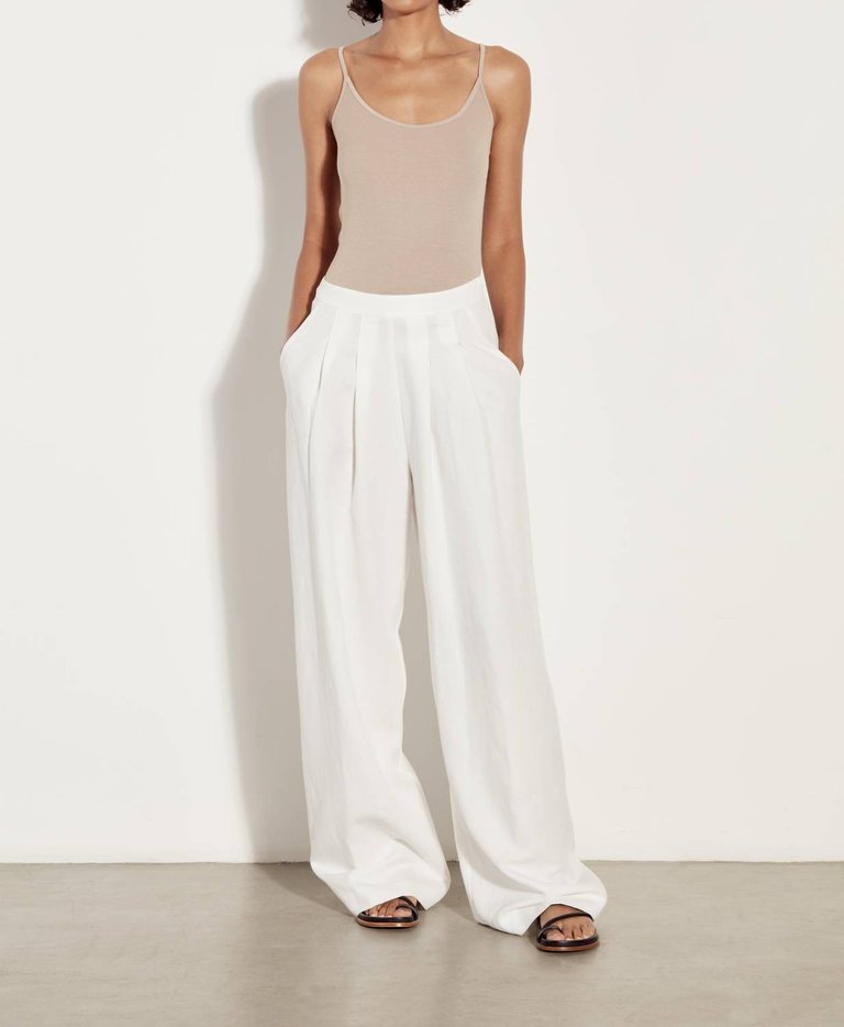 Twill Pleated Wide Leg - Off White