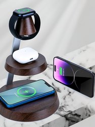 3-In-One Wireless Charger with Night Light - Walnut