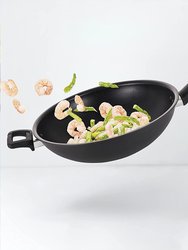 12 in. Hard-Anodized Aluminum Nonstick Frying Pan In Black With Lid