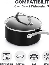 1.5 qt. Hard-Anodized Aluminum Nonstick Sauce Pan In Black With Lid