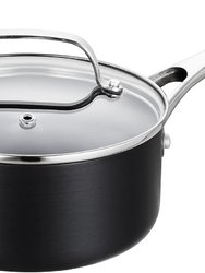 1.5 qt. Hard-Anodized Aluminum Nonstick Sauce Pan In Black With Lid - Black