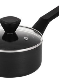 1.5 qt. Hard-Anodized Aluminum Nonstick Sauce Pan In Black With Lid - Black