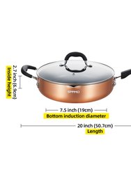 7.5 in. Copper Aluminum Nonstick Saute Pan in Copper with Lid