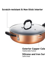 7.5 in. Copper Aluminum Nonstick Saute Pan in Copper with Lid