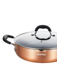 7.5 in. Copper Aluminum Nonstick Saute Pan in Copper with Lid - Copper