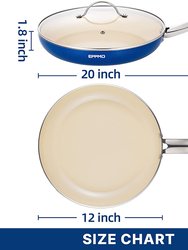 8 in. Ceramic Aluminum Nonstick Frying Pan In Sapphire Blue With Lid 