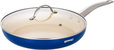8 in. Ceramic Aluminum Nonstick Frying Pan In Sapphire Blue With Lid  - Sapphire Blue