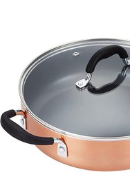 8 in. Copper Aluminum Nonstick Frying Pan in Copper with Lid - Copper