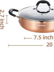 8 in. Copper Aluminum Nonstick Frying Pan in Copper with Lid