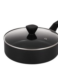 9.5 in. Hard-Anodized Aluminum Nonstick Saute Pan in Black with Lid - Black