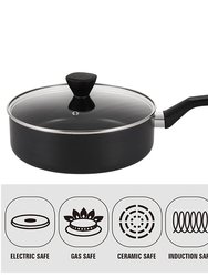 9.5 in. Hard-Anodized Aluminum Nonstick Saute Pan in Black with Lid