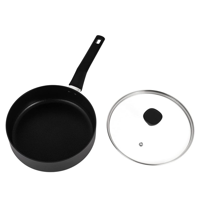 9.5 in. Hard-Anodized Aluminum Nonstick Saute Pan in Black with Lid