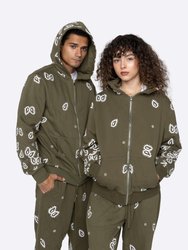 Eptm Amoeba Print Zip Hoodie - Olive