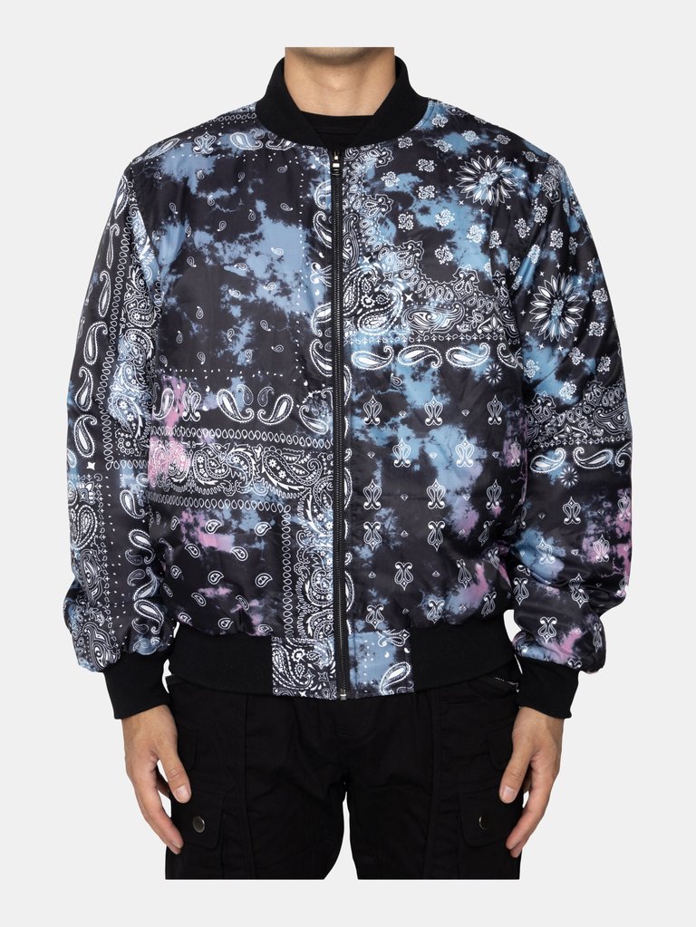 Eptm Tie Dye Bandana Bomber Jacket - Black