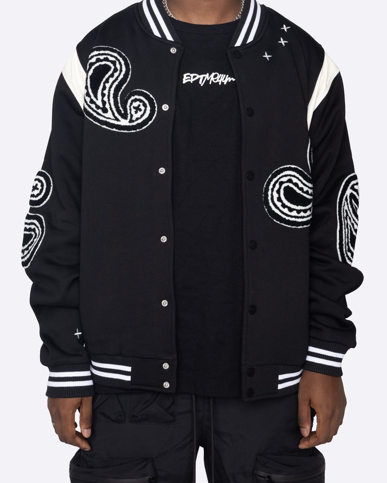 Paisley Varsity Jacket - Black - Black