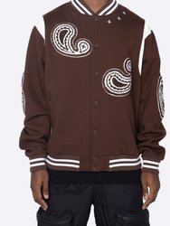 Paisley Varsity Jacket - Brown - Brown