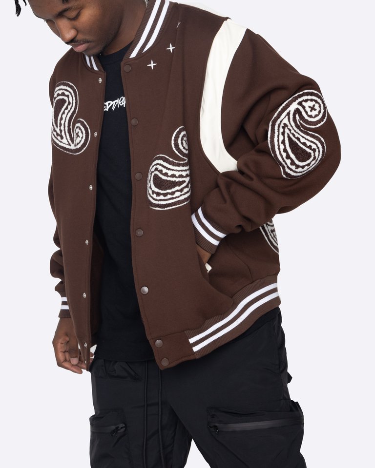 Paisley Varsity Jacket - Brown