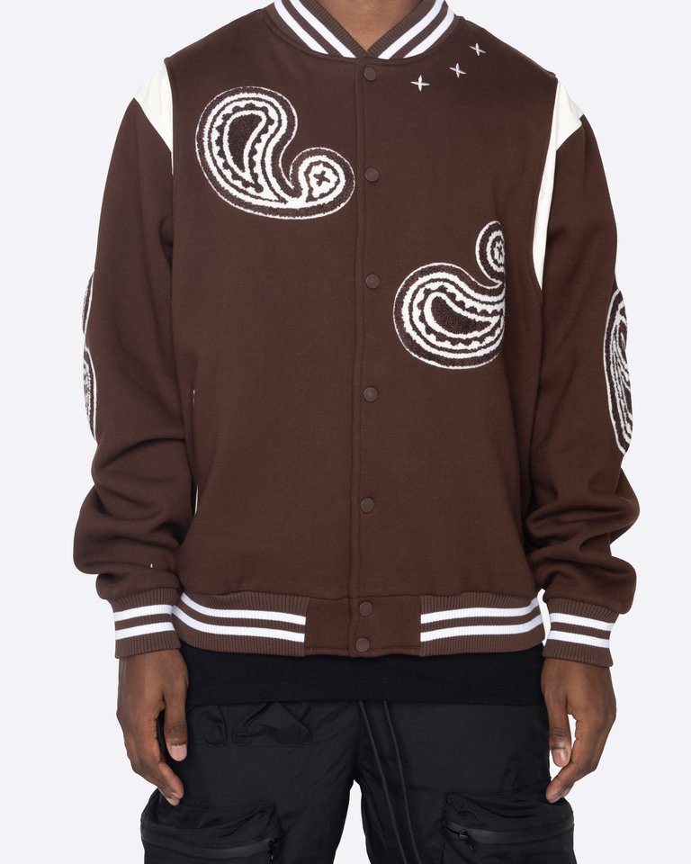 Paisley Varsity Jacket - Brown - Brown