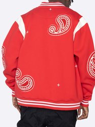 Paisley Varsity Jacket - Red