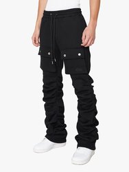 Stacked Cargo Sweatpants - Black