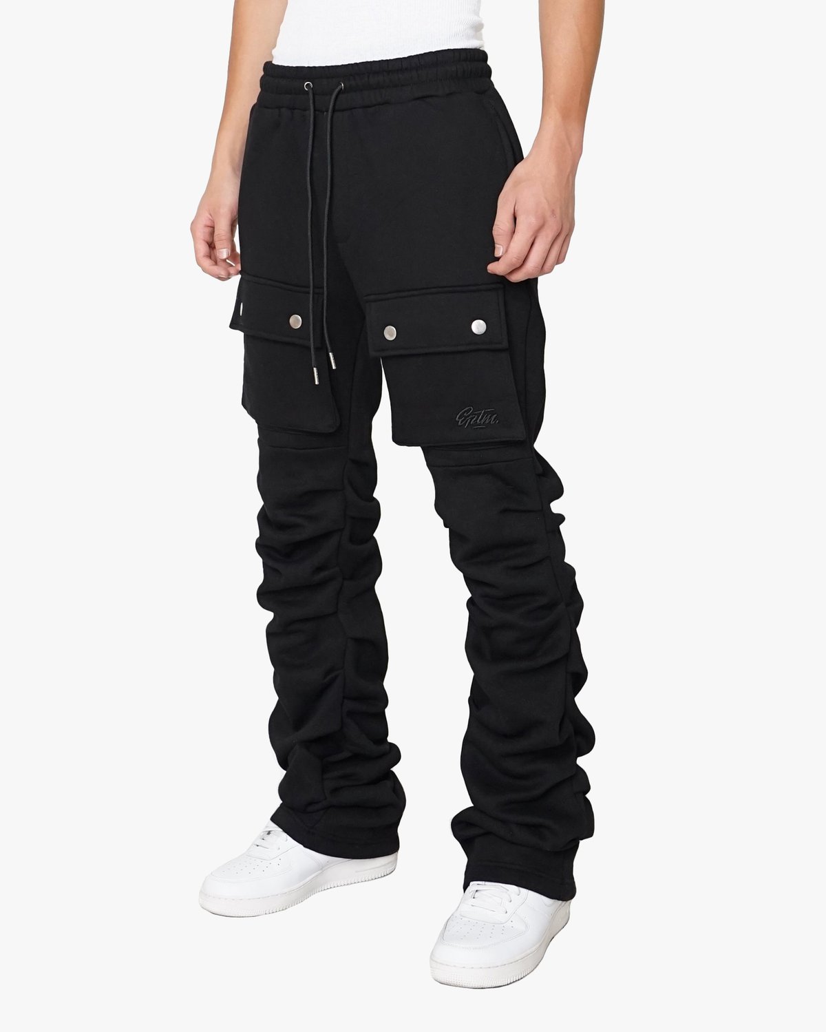 EPTM Black Stacked Cargo Sweatpants - Black