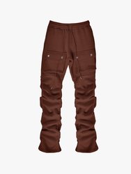 Stacked Cargo Sweatpants - Brown -  Brown