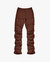 Stacked Cargo Sweatpants - Brown -  Brown