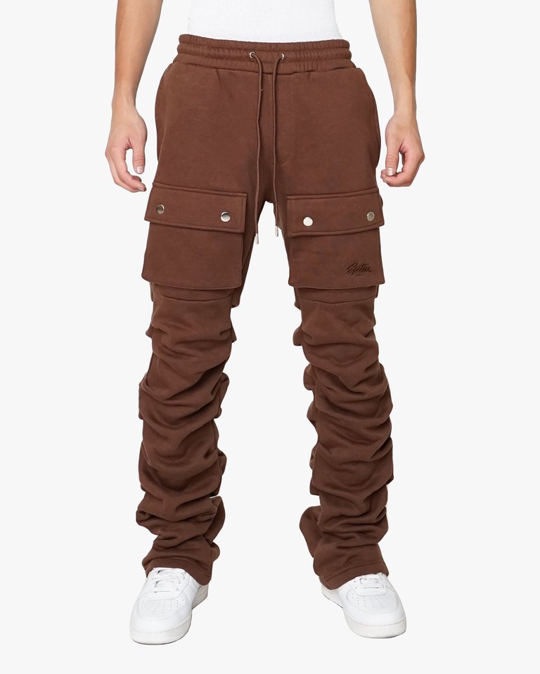 Stacked Cargo Sweatpants - Brown