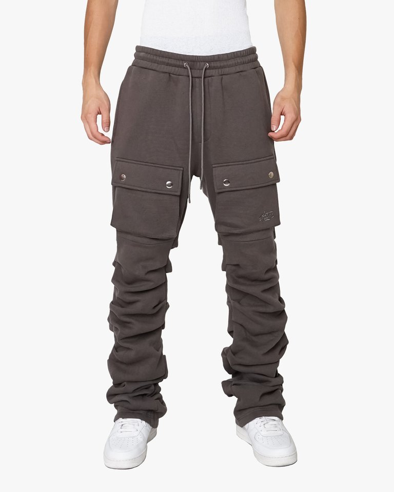 Stacked Cargo Sweatpants - Charcoal - Charcoal