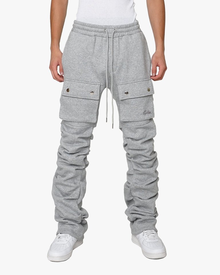 Stacked Cargo Sweatpants - H.Grey - Grey