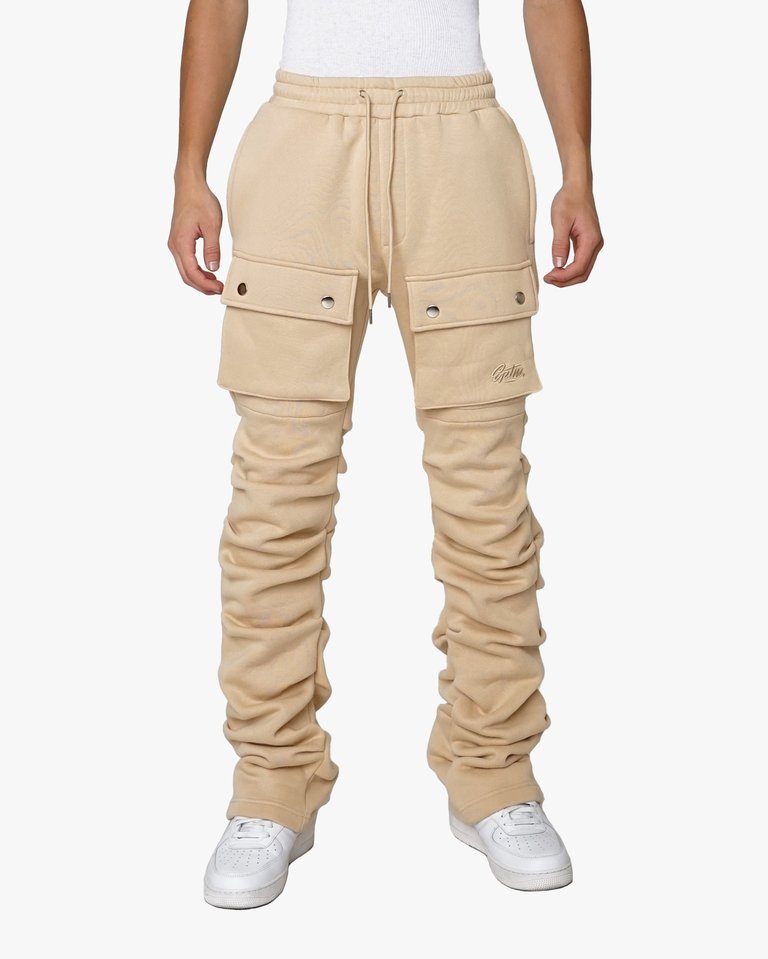 Stacked Cargo Sweatpants - Khaki - Brown