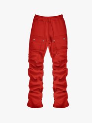Stacked Cargo Sweatpants - Red