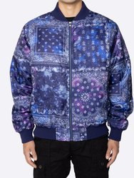 Tie Dye Bandana Bomber Jacket - Navy