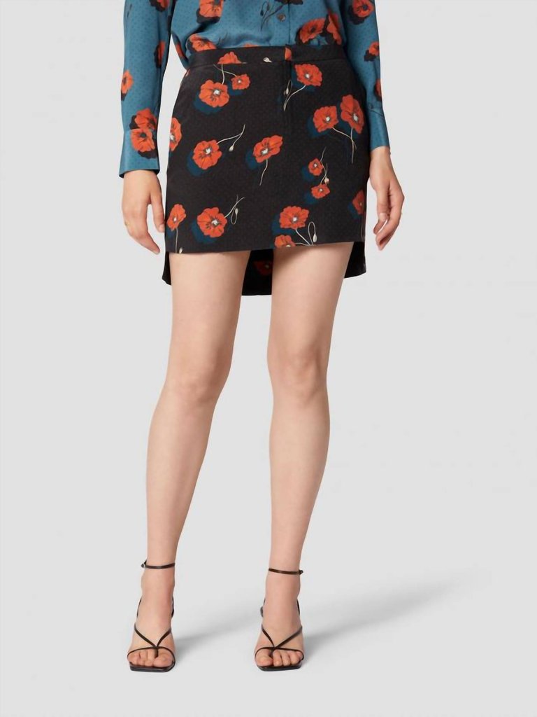 Delafine Silk Skirt - True Black Multi Poppy