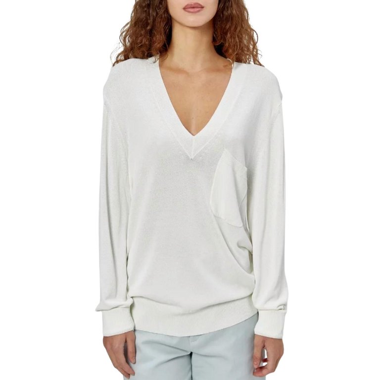 Marrim V Neck Sweater - Nature White