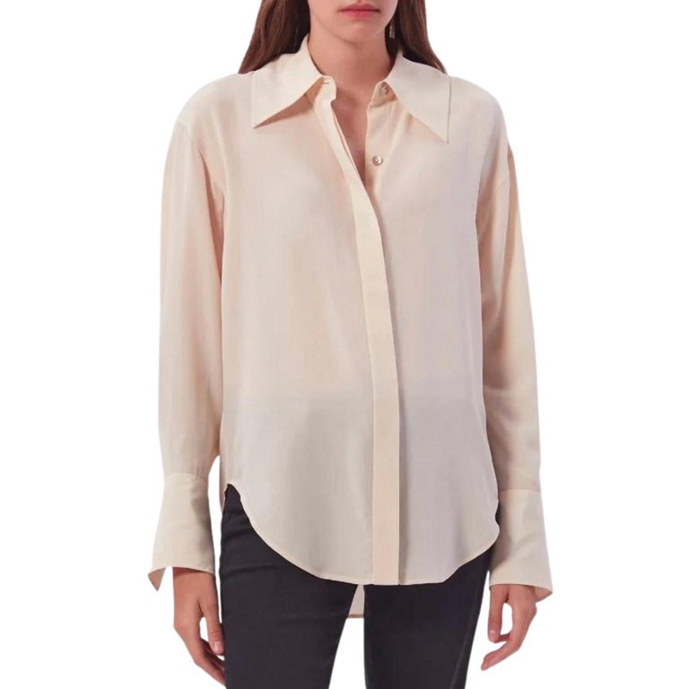 Melinelle Silk Button Down Shirt - Grey Sand
