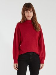 Veleraine Mock Neck Contrast Sweater - Rio Red