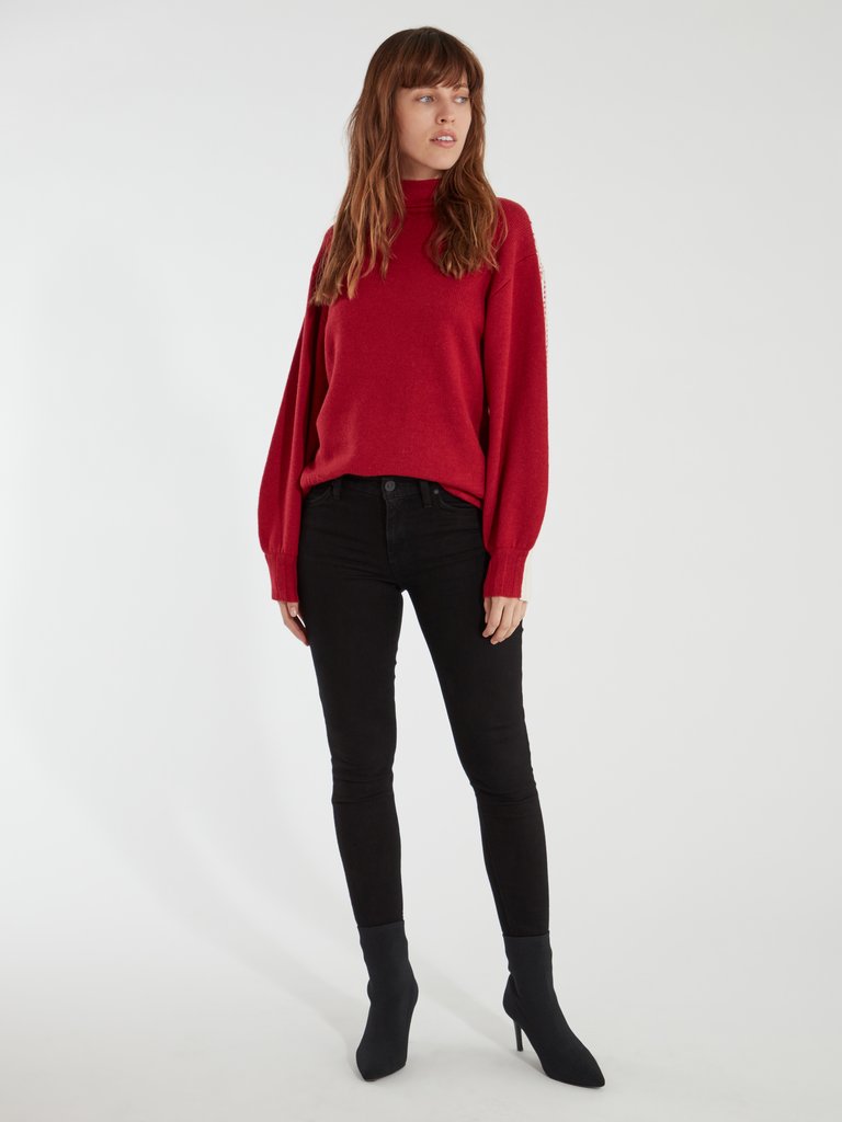 Veleraine Mock Neck Contrast Sweater