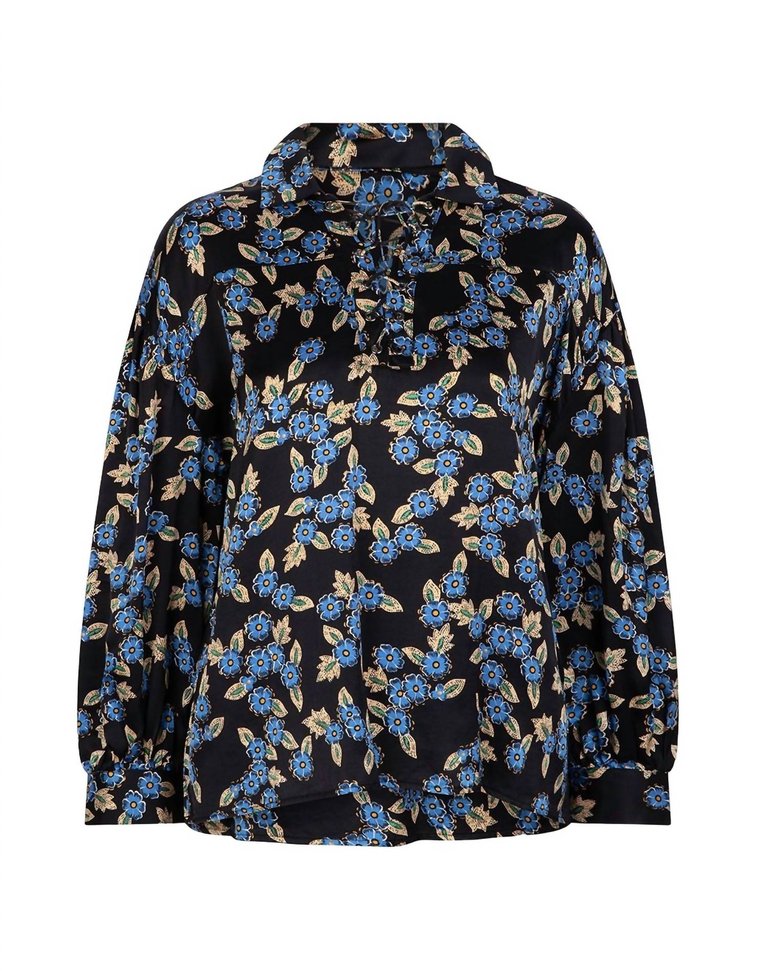 Blouse Drawstring - Black/Blue