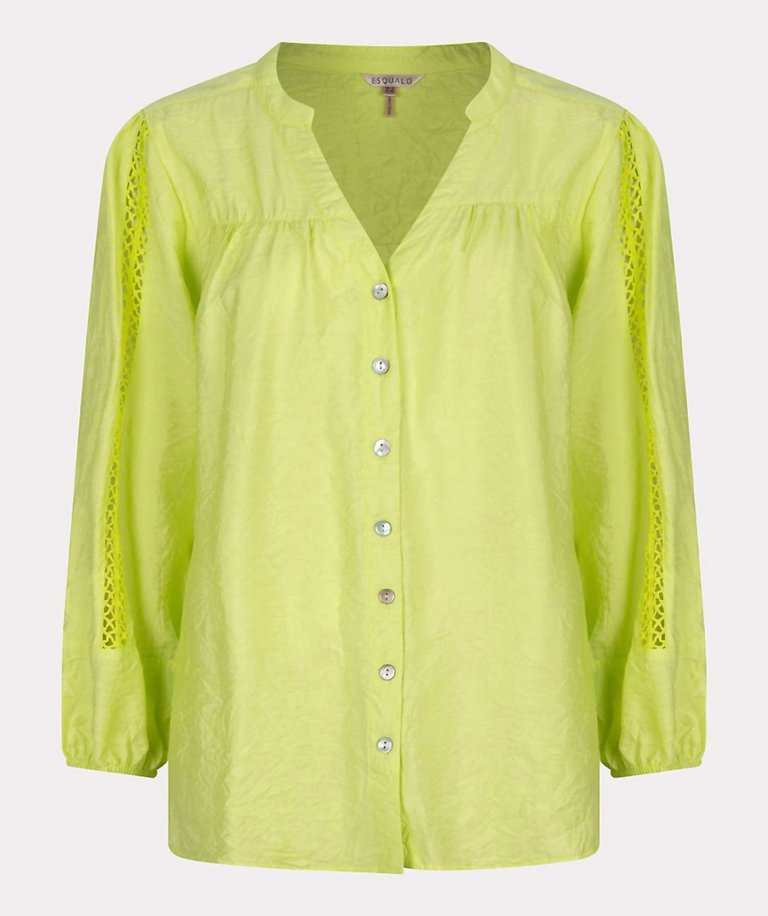 Crinkle Lace Blouse In Lime - Lime