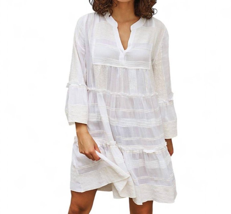 Layered Ruffle Mini Dress In Off White - Off White