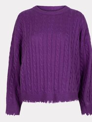 Raw Edge Cable Sweater In Purple - Purple