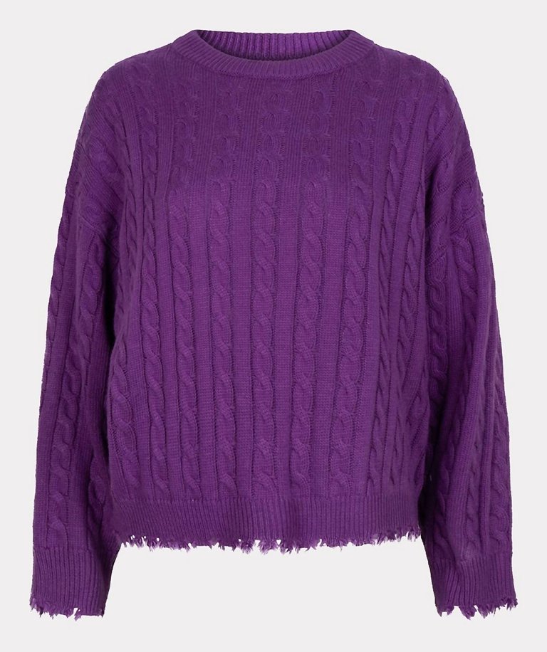 Raw Edge Cable Sweater In Purple - Purple