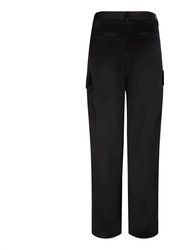 Sateen Cargo Trousers In Black