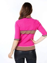 Scallop & Stripe Edge Turtleneck Sweater